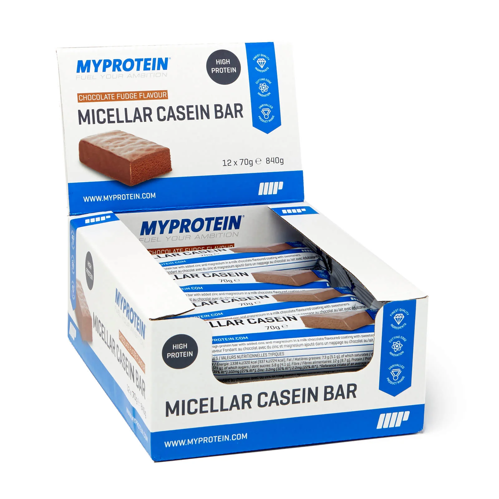 Slow-Release Casein Protein Bar - 12 x 70g - Chocolate Fudge Image 1