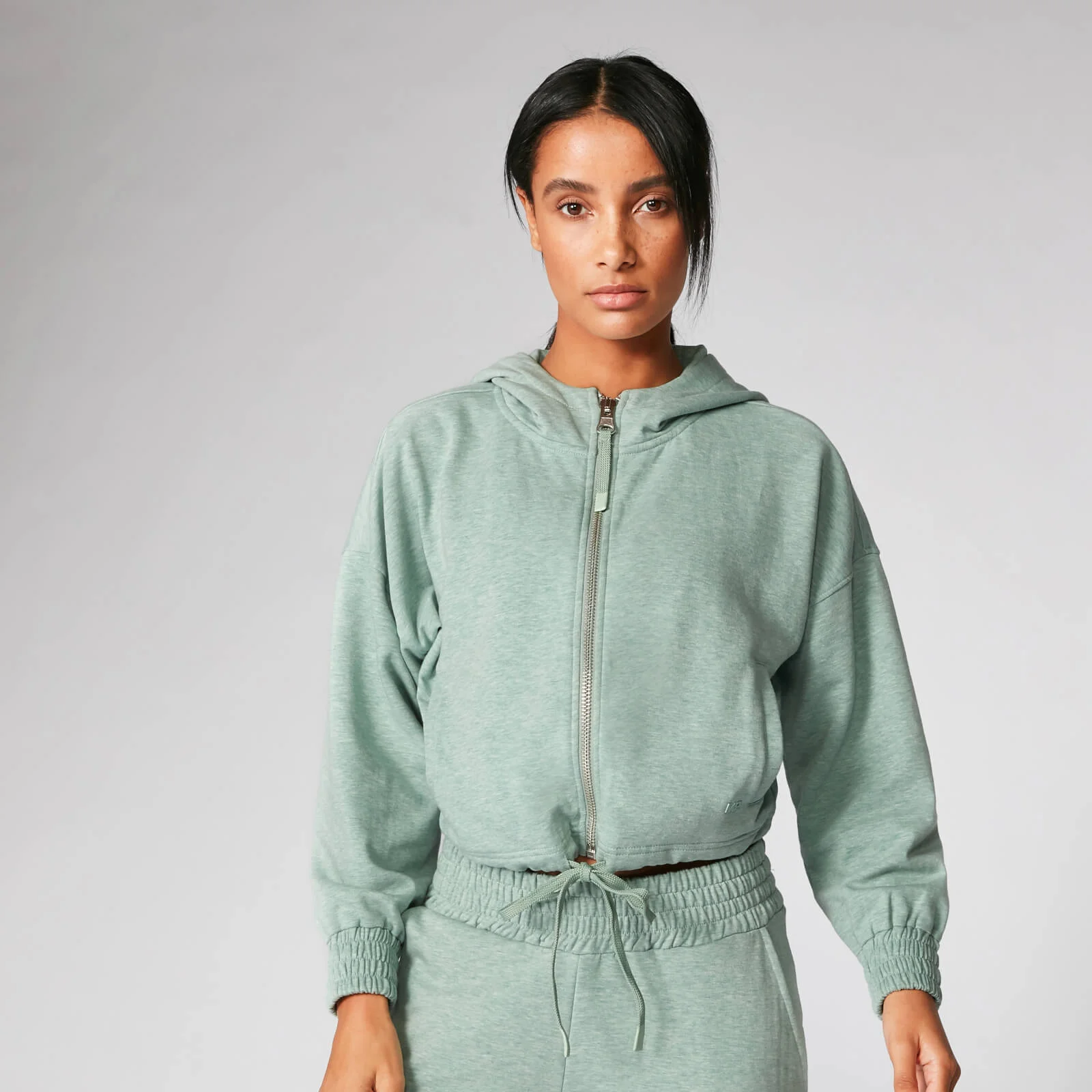 Revive Cropped Hoodie - Seafoam Marl - XS Image 1