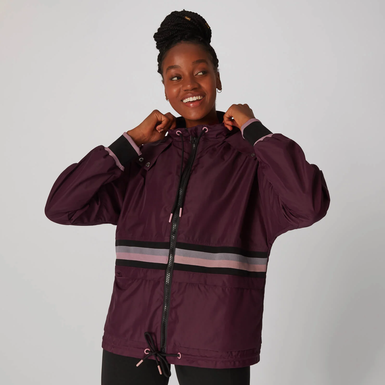 MP Women's Sleeve Stripe Windbreaker Jacket - Malbec - XS Image 1