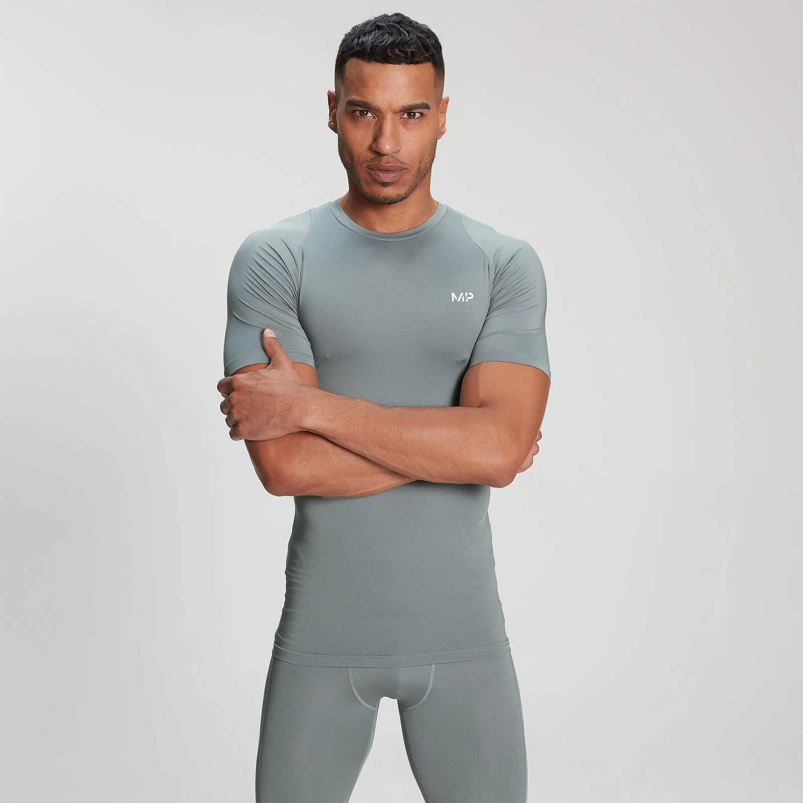 MP Men's Training Short Sleeve Baselayer - Storm - XXS Image 1