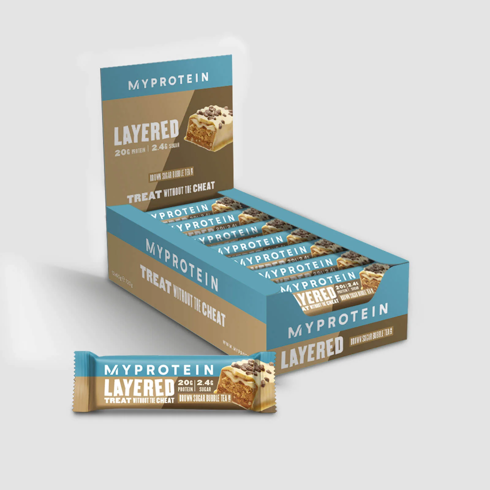 Layered Protein Bar (Brown Sugar Bubble Tea) - 12 x 60g - Brown Sugar Image 1