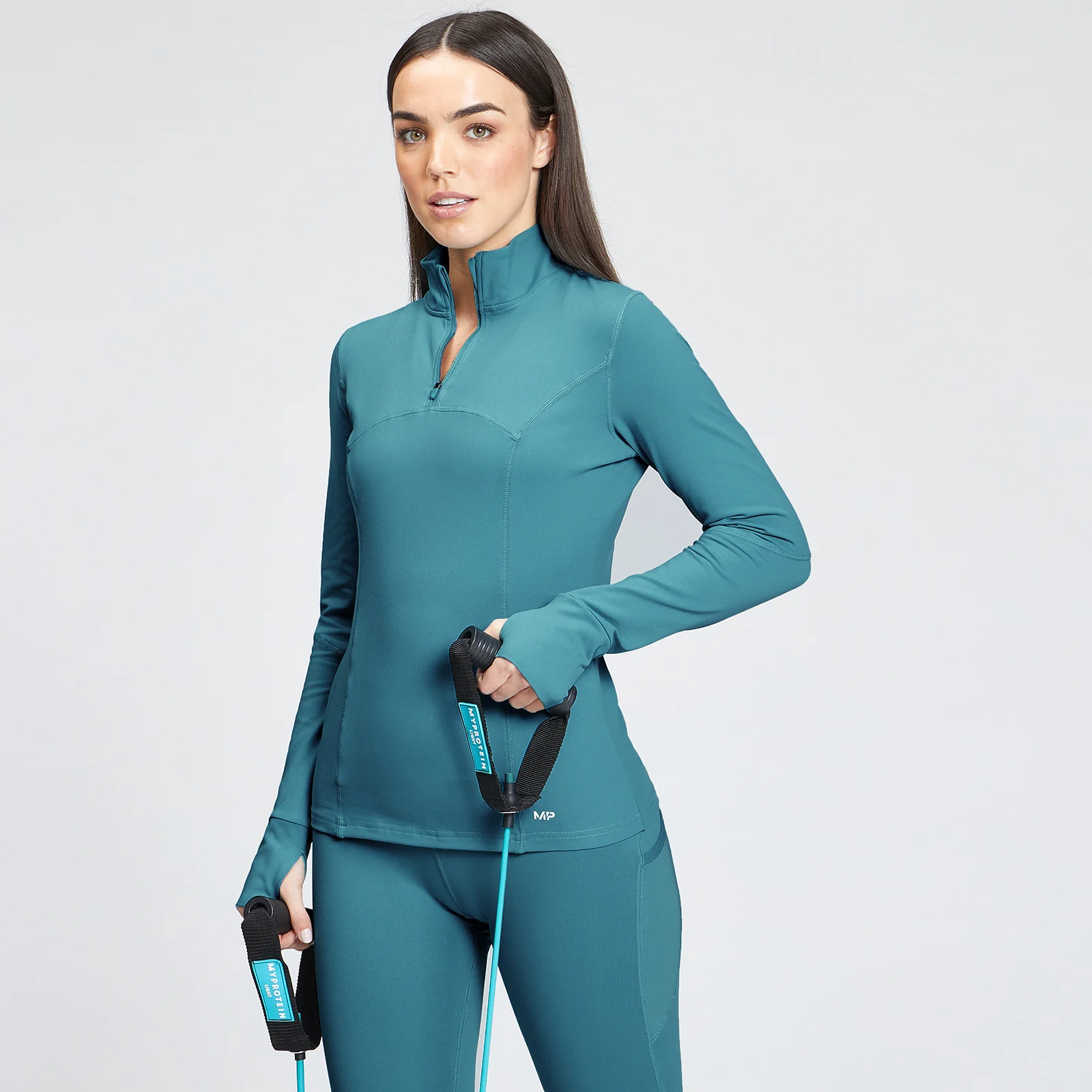 MP Women's Power 1/4 Zip Top - Ocean Blue - XXS Image 1