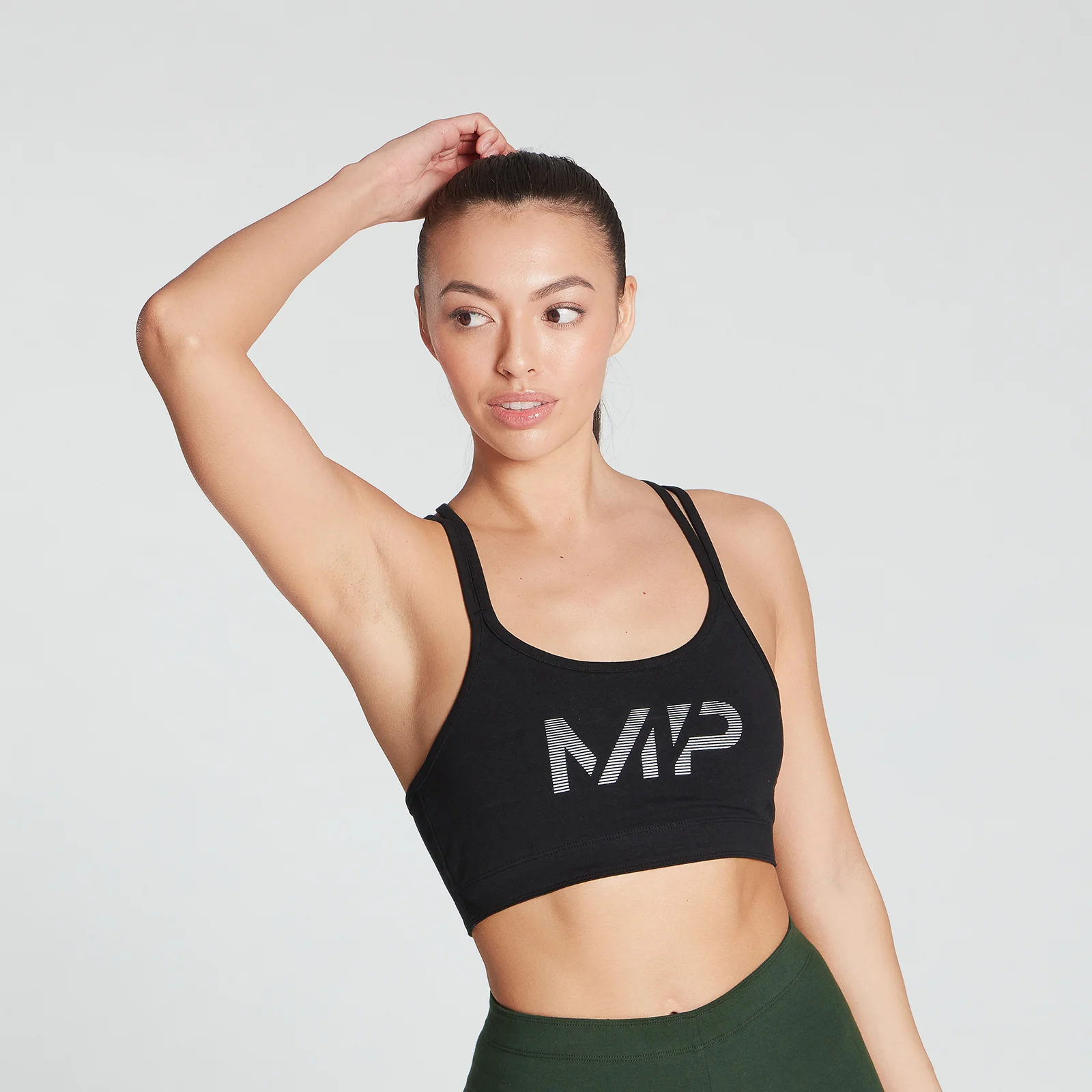 MP Women's Gradient Line Graphic Sports Bra - Black - XXS Image 1
