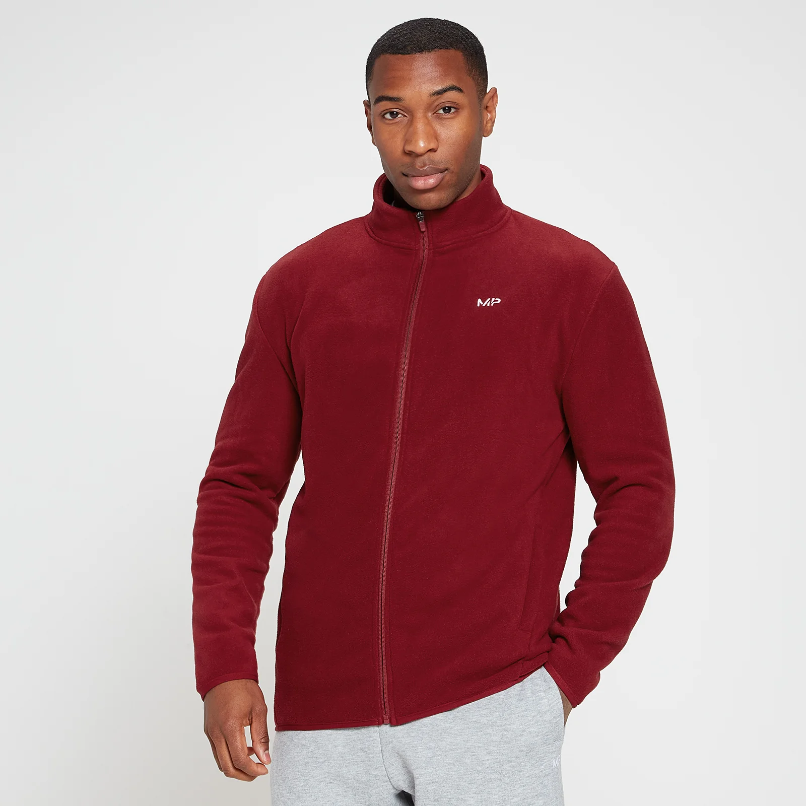 MP Men's Rest Day Zip Up Fleece - Scarlet - XXS Image 1