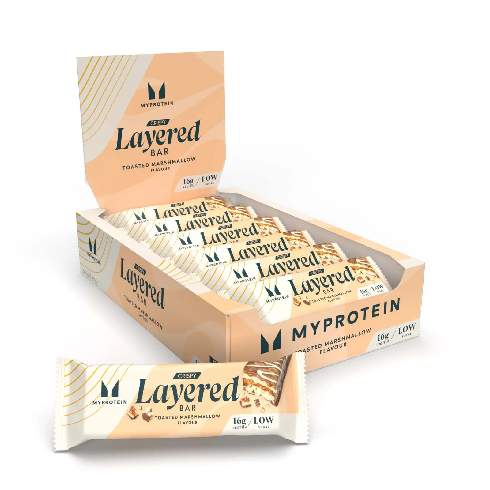 Crispy Layered Protein Bar - 12 x 58g - Toasted Marshmallow Image 1