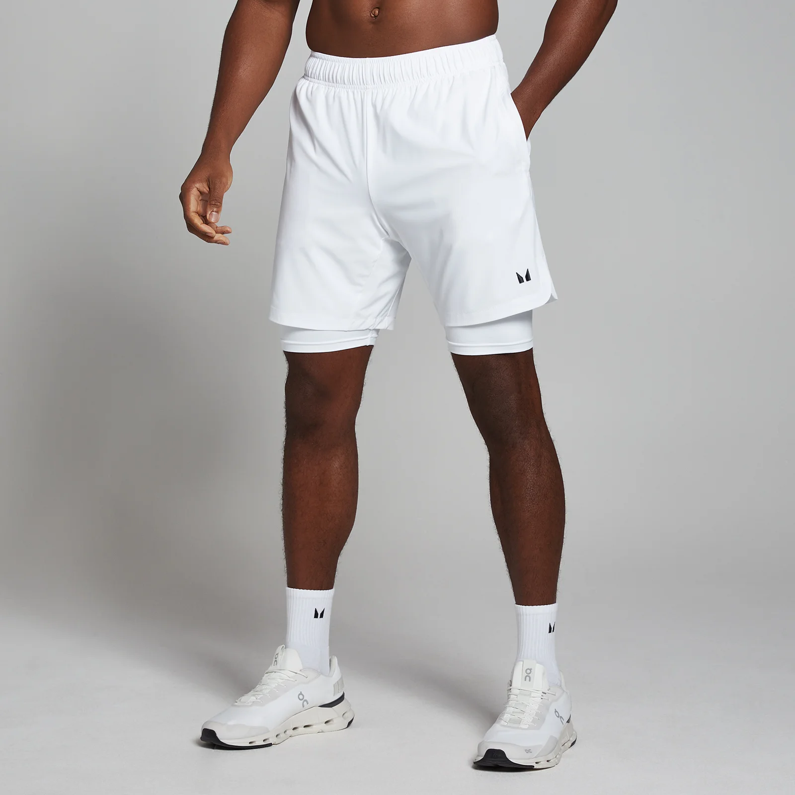 MP Men's 2-in-1 Training Shorts - White - S Image 1