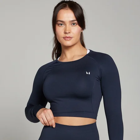 MP Women's Shape Seamless Long Sleeve Crop Top - Navy