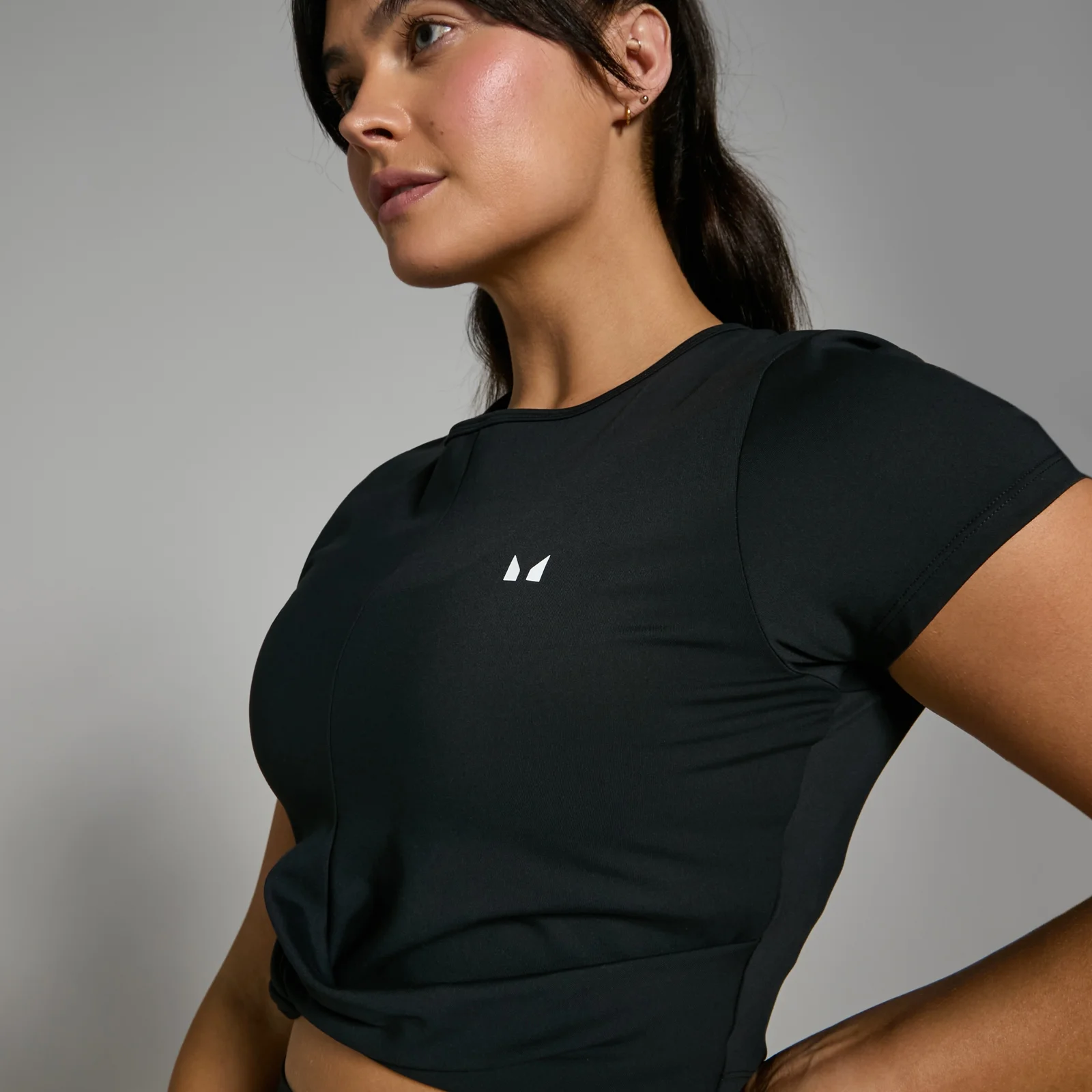 MP Women's Power Short Sleeve Crop Top - Black - XXS Image 1