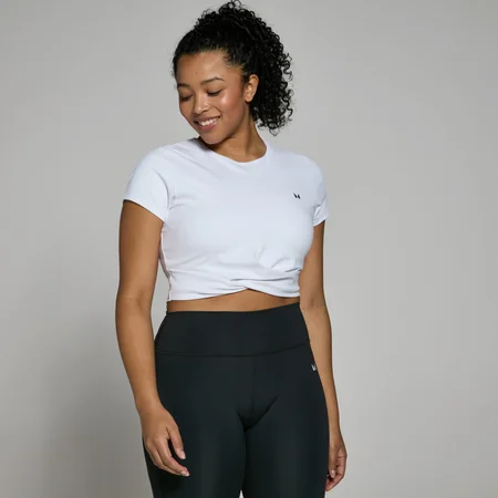MP Women's Power Short Sleeve Crop Top - White