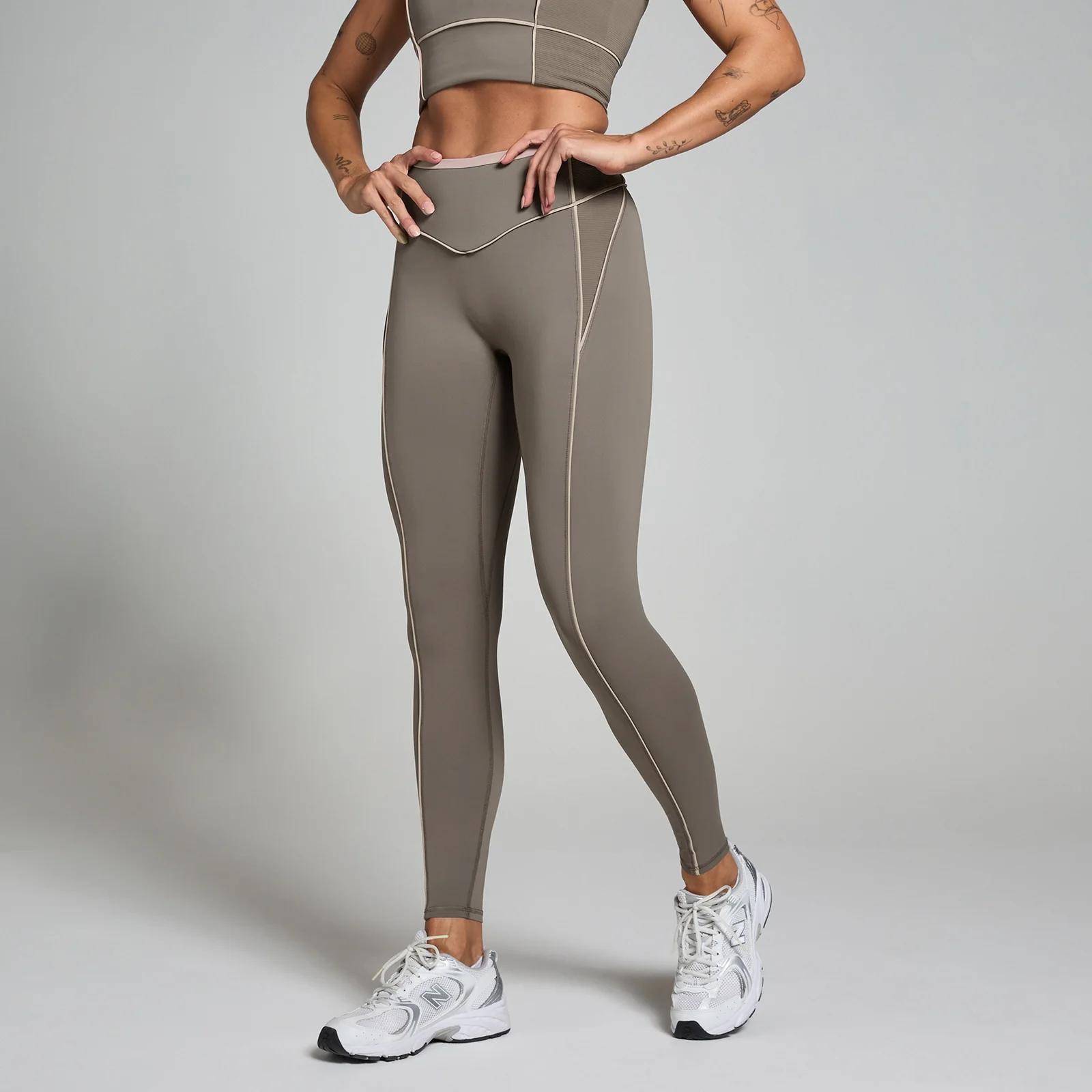 MP Women's Tempo Contrast Texture Leggings - Espresso - M Image 1
