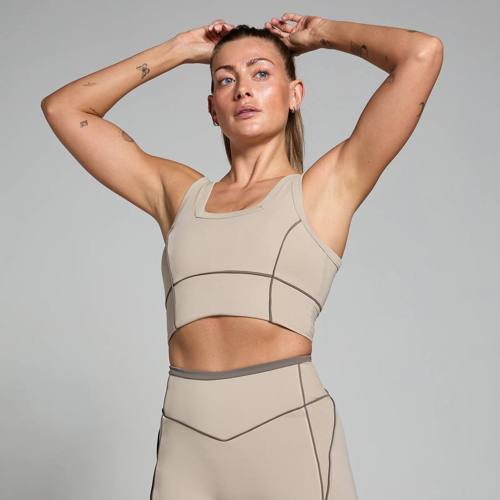 MP Women's Tempo Contrast Texture Sports Bra - Cashmere - XS Image 1