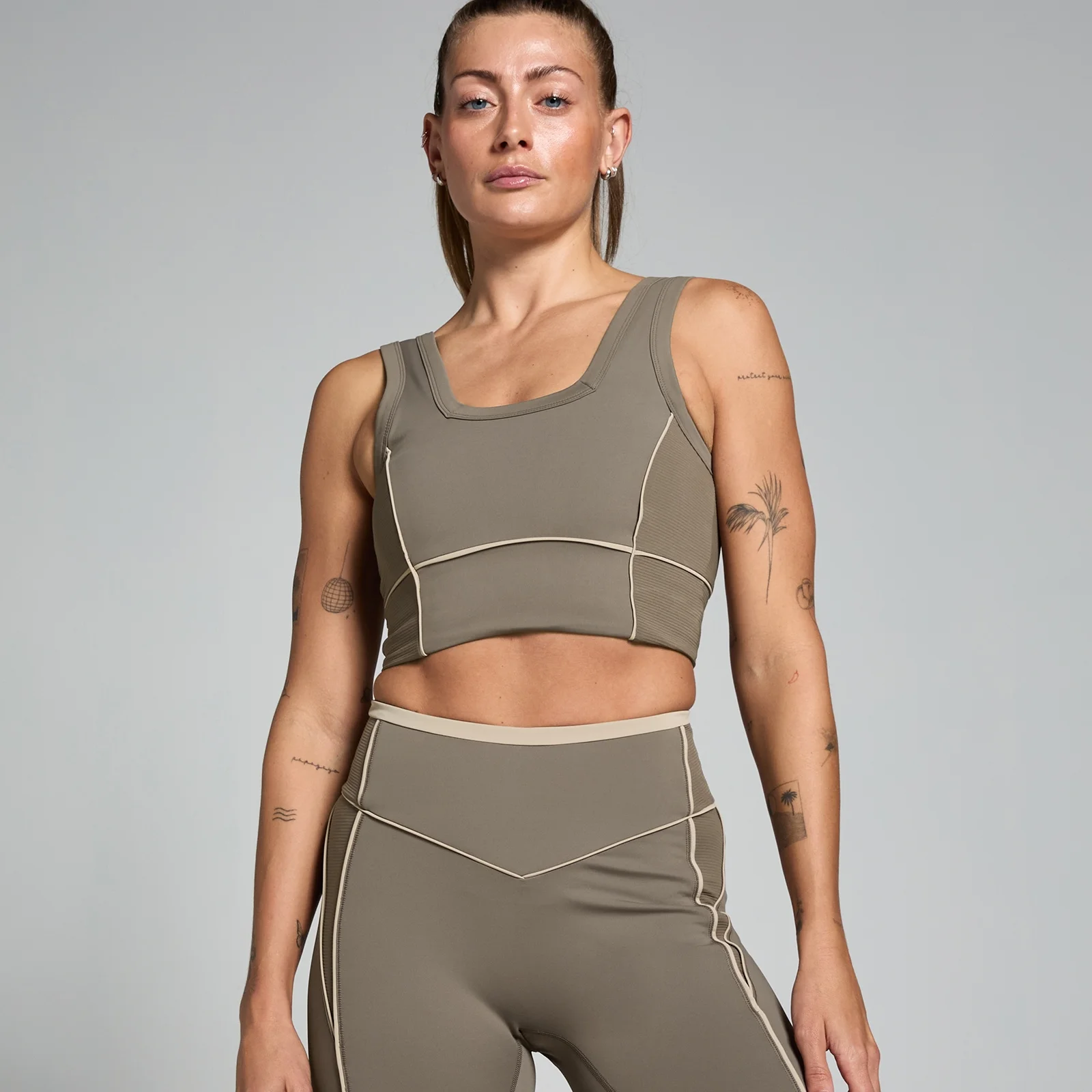 MP Women's Tempo Contrast Texture Sports Bra - Espresso - M Image 1