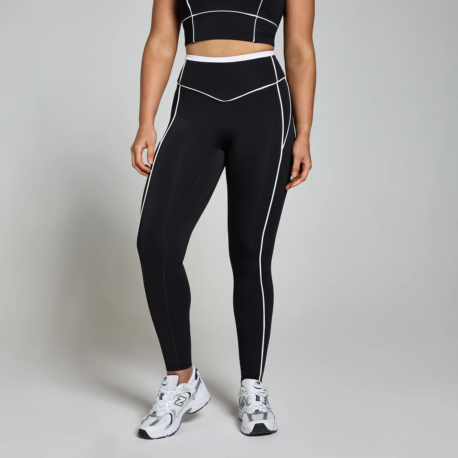 MP Women's Tempo Contrast Texture Leggings - Black - S Image 1
