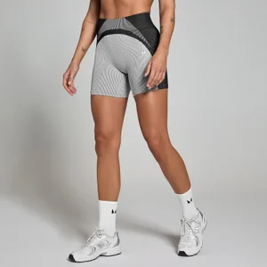 MP Women's Contrast Rib Seamless Cycling Shorts - Black/Grey - Size XL