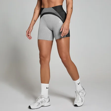 MP Women's Contrast Rib Seamless Cycling Shorts - Black/Grey