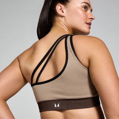 MP Women's Contrast Rib Seamless Bra - Cashmere/Espresso - XS Image 6