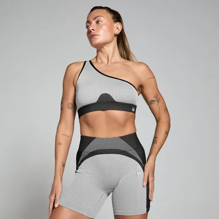MP Women's Contrast Rib Seamless Bra - Black/Grey