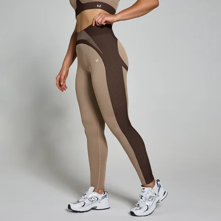 MP Women's Contrast Rib Seamless Leggings - Cashmere/Espresso