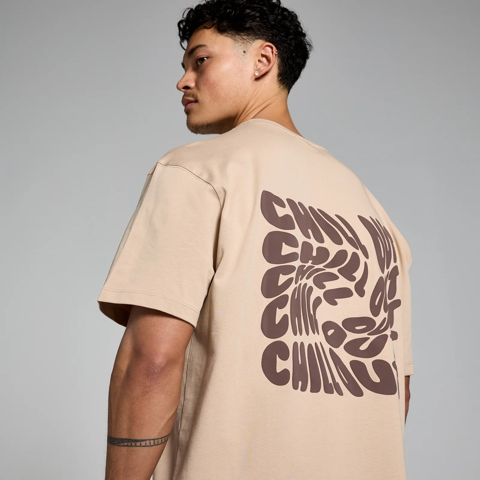 MP Tempo Oversized Chill Out Graphic T-Shirt - Cream - XXS-XS Image 1