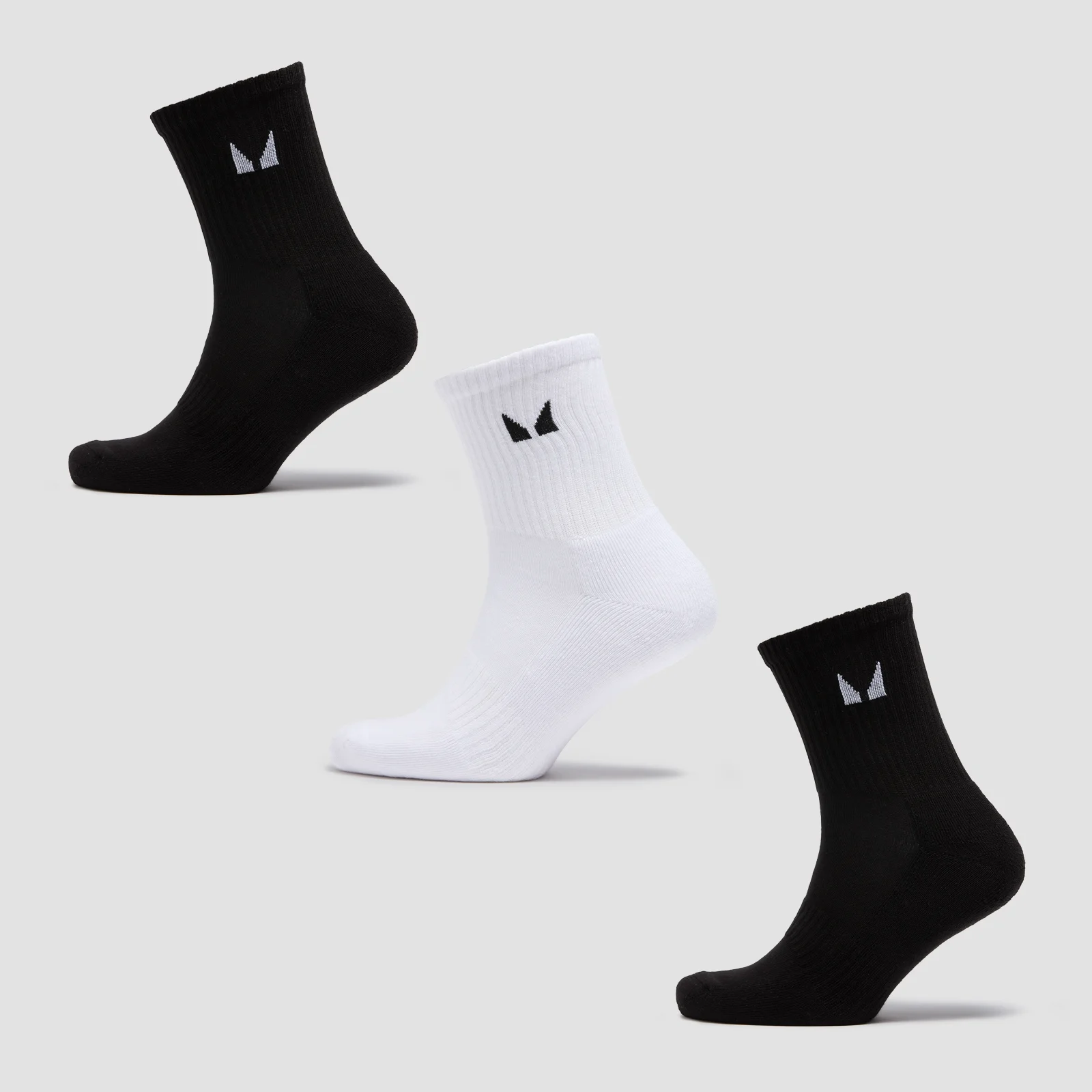 MP Unisex Crew Socks (3 Pack) - Black/White - UK 2-5 Image 1