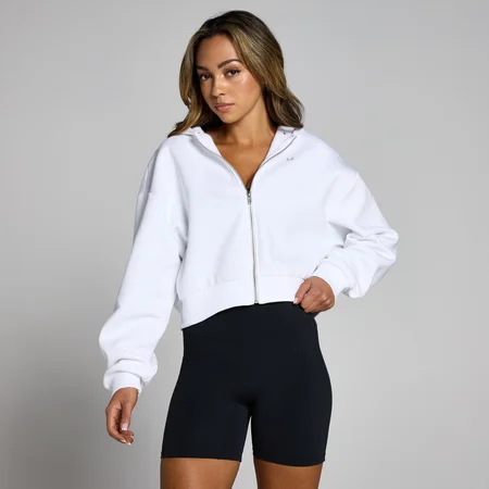 MP Women's Basics Zip Through Cropped Hoodie - White