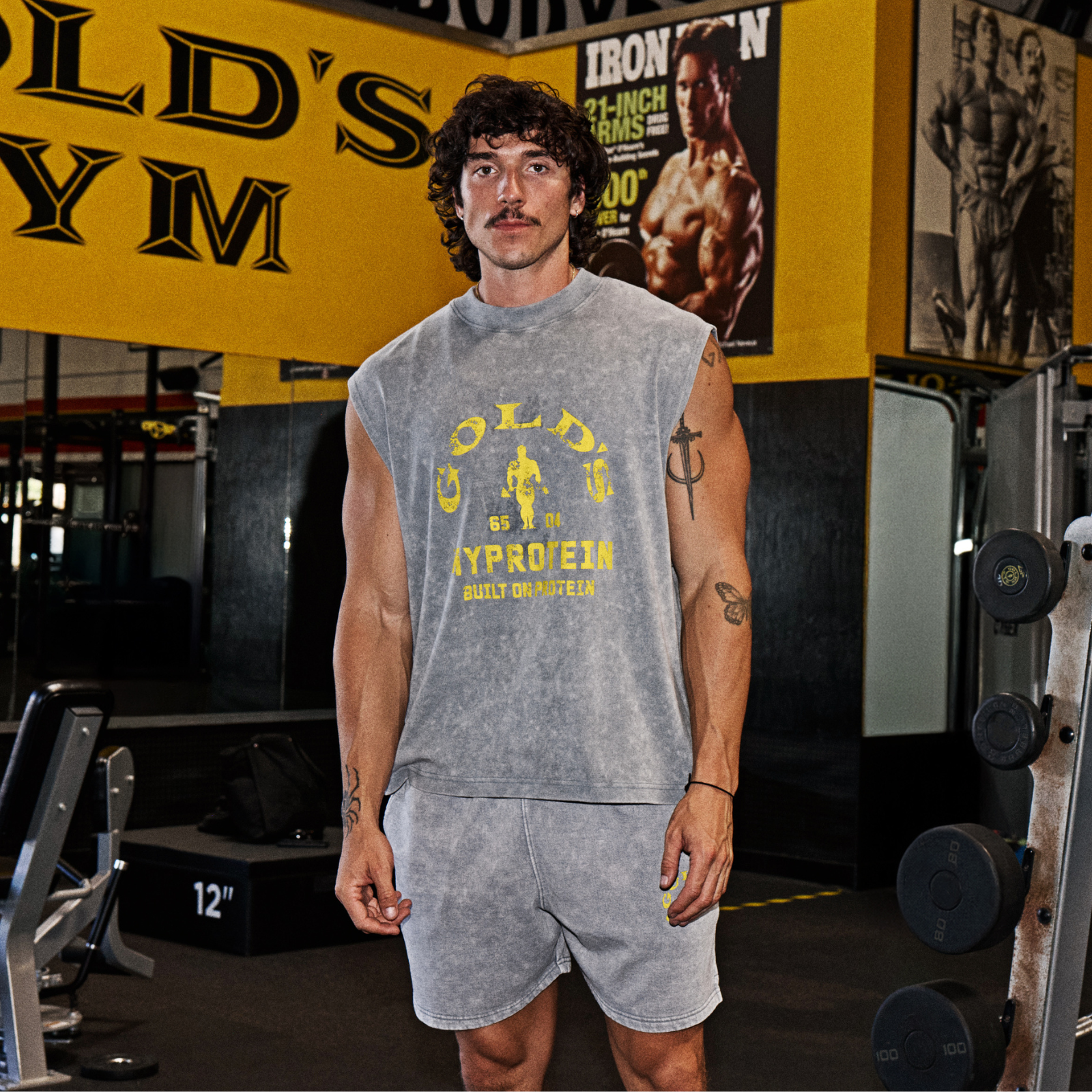 MP X Gold's Men's Washed Graphic Oversized Tank - Steel Blue - S Image 1
